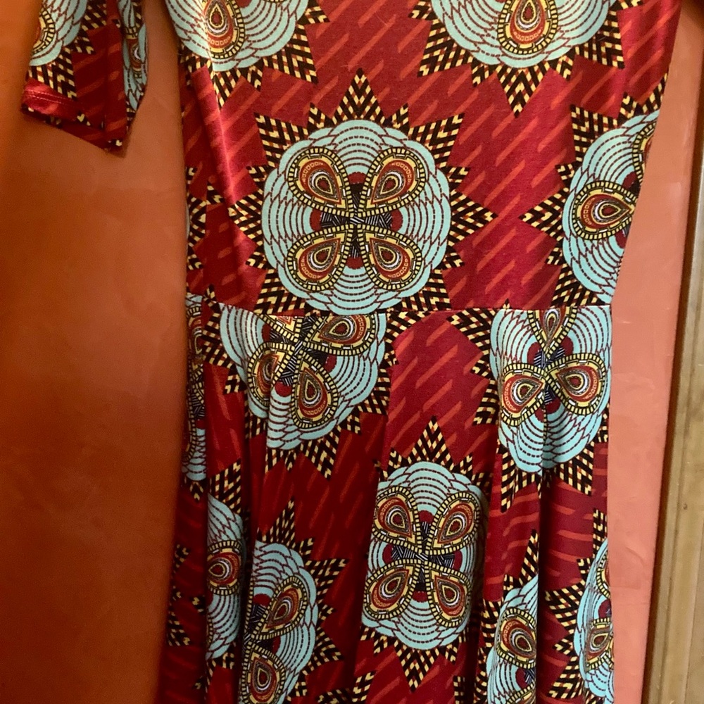Fancy LuLaRoe dress perfect for travel. Durable and wash and hang dry!!!